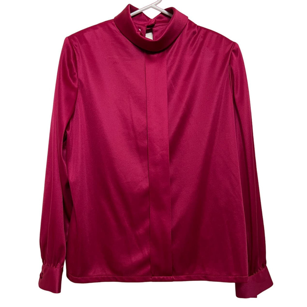 Heury Lee Vintage Berry Magenta Long Sleeve Blouson Top Size 12 Petite - Picture 1 of 4